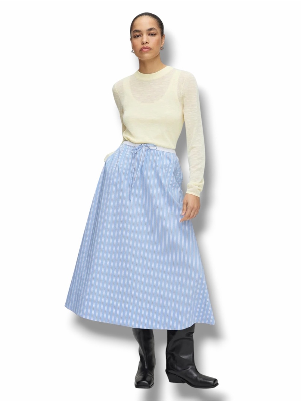 ALIGNE Blue Miko Stripe Skirt NWT